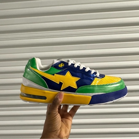Vintage y2k bape roadsta sneakers shoe green white blue yellow mens 12.5 new